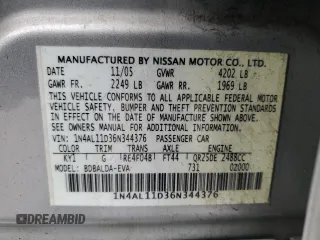 2006 Nissan Altima 2.5 with VIN 1N4AL11D36N344376, listed as a Copart auction lot 75682134 with 146,901 mi miles and Non Repairable. Bid and sale history available at carsss.com. Image 12.