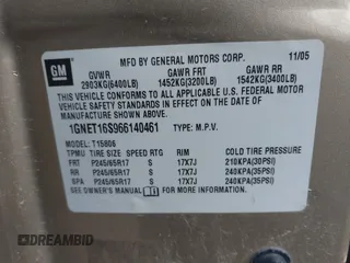 2006 Chevrolet TrailBlazer LS with VIN 1GNET16S966140461, listed as a IAAI auction lot 41453233 with 189,568 mi miles and . Bid and sale history available at DreamBid. Image 9.