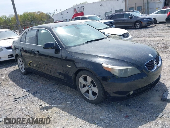 2007 BMW 5 Series 525i with VIN WBANE53577CY05978, listed as a IAAI auction lot 41943909 with 161,541 mi miles and . Bid and sale history available at carsss.com. Image 1.