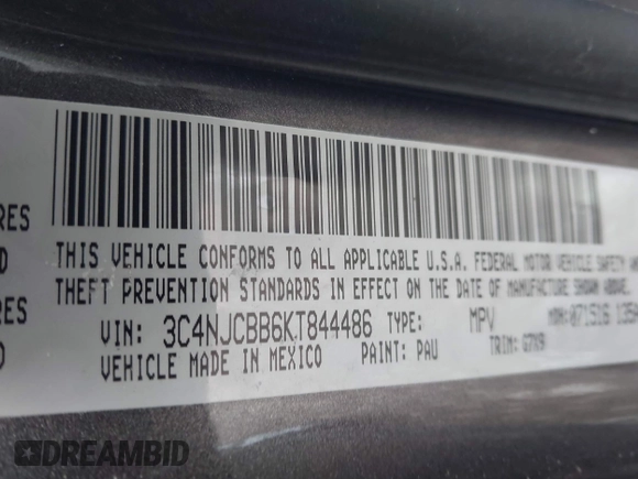 2019 Jeep Compass Altitude with VIN 3C4NJCBB6KT844486, listed as a IAAI auction lot 41607141 with 60,576 mi miles and . Bid and sale history available at DreamBid. Image 4.