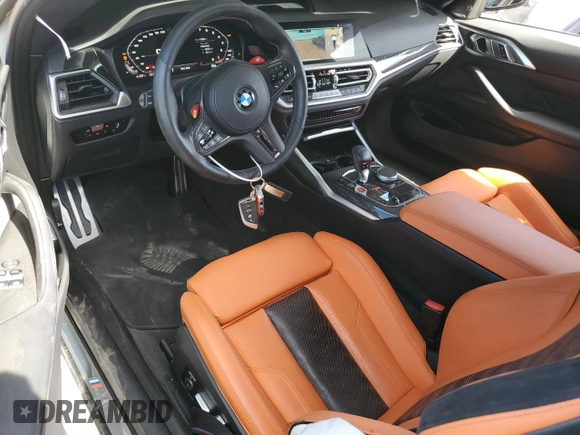 2023 BMW M4 Competition xDrive with VIN WBS43AZ05PCL79290, listed as a Copart auction lot 46134205 with 11,966 mi miles and Salvage Title. Bid and sale history available at carsss.com. Image 8.