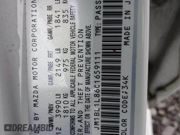 2012 Mazda 3 i Touring with VIN JM1BL1L86C1659111, listed as a Copart auction lot 48806965 with 68,173 mi miles and Salvage Title. Bid and sale history available at DreamBid. Image 13.