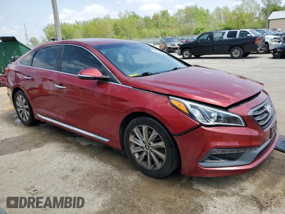 2015 Hyundai Sonata Sport with VIN 5NPE34AF4FH049589, listed as a Copart auction lot 54832855 with Not provided miles and Salvage title. Bid and sale history available at DreamBid. Image 4.
