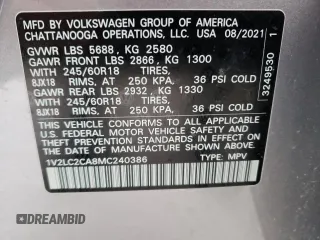 2021 Volkswagen Atlas SE with VIN 1V2LC2CA8MC240386, listed as a Copart auction lot 79628244 with 32,747 mi miles and Clean title. Bid and sale history available at DreamBid. Image 13.