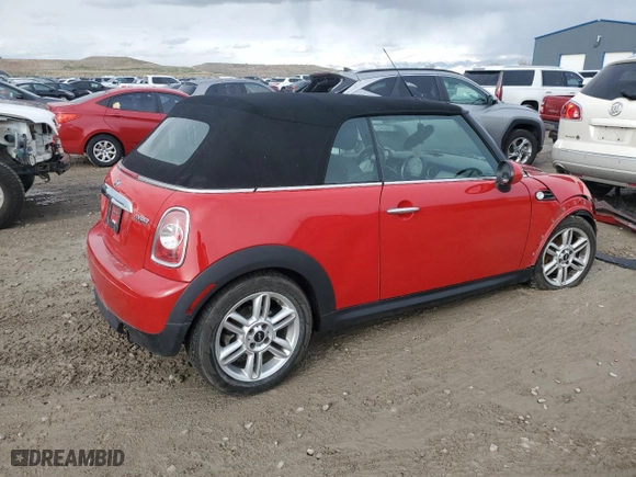 2012 MINI Cooper Convertible with VIN WMWZN3C56CT135341, listed as a Copart auction lot 48611575 with 0 mi miles and Salvage Title. Bid and sale history available at carsss.com. Image 3.