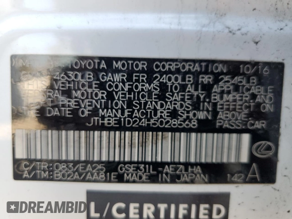 2017 Lexus IS 350 with VIN JTHBE1D24H5028568, listed as a Copart auction lot 77544594 with 98,280 mi miles and Salvage Title. Bid and sale history available at DreamBid. Image 12.