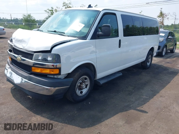2019 Chevrolet Express Passenger LT with VIN 1GAZGPFG0K1240249, listed as a IAAI auction lot 42388617 with 109,428 mi miles and . Bid and sale history available at DreamBid. Image 2.