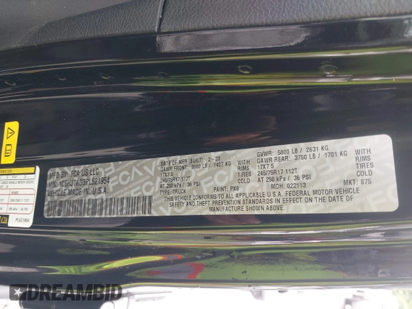 2023 Jeep Gladiator Sport S z VIN 1C6HJTAG3PL521954, wystawiony jako IAAI lot #42502126 z przebiegiem 49 606 mil mil oraz . Historia ofert i sprzedaży dostępna na DreamBid. Obrazek 9.