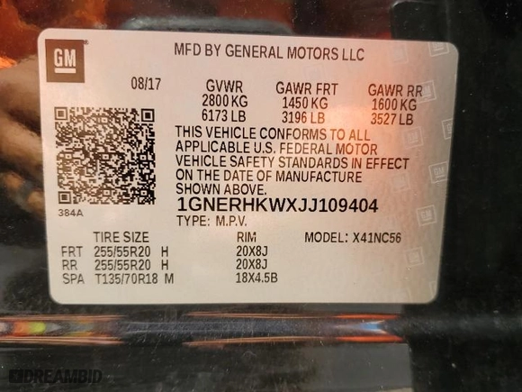 2018 Chevrolet Traverse LT Leather with VIN 1GNERHKWXJJ109404, listed as a Copart auction lot 52233975 with 114,957 mi miles and Salvage Title. Bid and sale history available at carsss.com. Image 13.