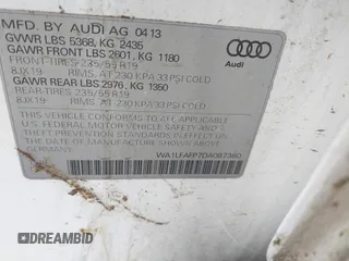 2013 Audi Q5 Premium Plus with VIN WA1LFAFP7DA087380, listed as a IAAI auction lot 42639650 with 132,744 mi miles and . Bid and sale history available at DreamBid. Image 9.