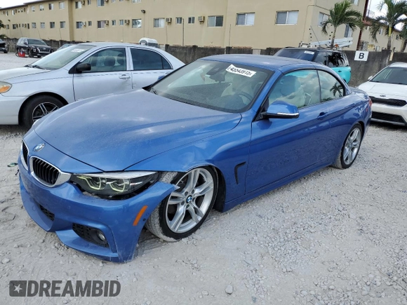 2018 BMW 4 Series 430i xDrive with VIN WBA4Z3C53JEC56749, listed as a Copart auction lot 45543915 with 34,901 mi miles and Salvage Title. Bid and sale history available at DreamBid. Image 1.