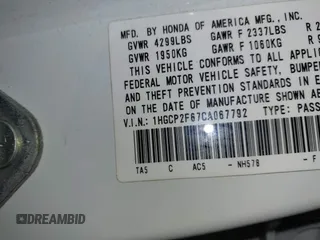 2012 Honda Accord SE z VIN 1HGCP2F67CA067792, wystawiony jako IAAI lot #42193036 z przebiegiem 151 332 mil mil oraz . Historia ofert i sprzedaży dostępna na DreamBid. Obrazek 9.