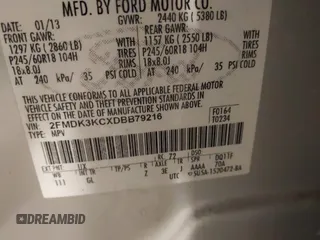 2013 Ford Edge Limited with VIN 2FMDK3KCXDBB79216, listed as a IAAI auction lot 41967960 with 172,448 mi miles and . Bid and sale history available at DreamBid. Image 9.