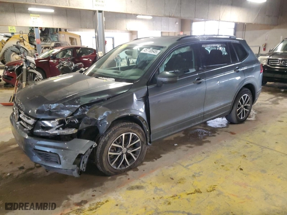 2021 Volkswagen Tiguan S with VIN 3VV1B7AX8MM010816, listed as a Copart auction lot 45718545 with 75,384 mi miles and Salvage Title. Bid and sale history available at carsss.com. Image 1.