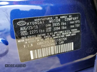 2019 Hyundai Ioniq Blue with VIN KMHC65LC4KU180704, listed as a Copart auction lot 46729075 with 102,336 mi miles and Salvage Title. Bid and sale history available at DreamBid. Image 15.
