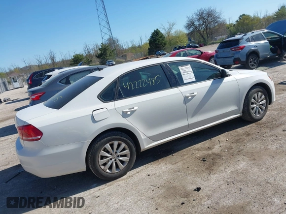 2013 Volkswagen Passat Wolfsburg Edition with VIN 1VWAH7A36DC099987, listed as a IAAI auction lot 42222485 with 106,318 mi miles and . Bid and sale history available at DreamBid. Image 4.