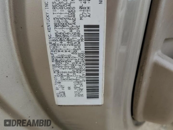 2002 Toyota Sienna LE with VIN 4T3ZF13C12U455861, listed as a Copart auction lot 80950914 with 250,830 mi miles and Salvage Title. Bid and sale history available at carsss.com. Image 13.