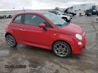 2013 FIAT 500 Sport with VIN 3C3CFFBR5DT599680, listed as a Copart auction lot 50015055 with 62,510 mi miles and Salvage Title. Bid and sale history available at carsss.com. Image 4.