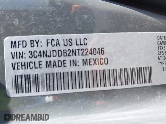 2022 Jeep Compass Trailhawk с VIN 3C4NJDDB2NT224046, выставлен на аукционе IAAI как лот 42086536 с пробегом 40 230 миль миль и . История ставок и продаж доступна на DreamBid. Изображение 9.