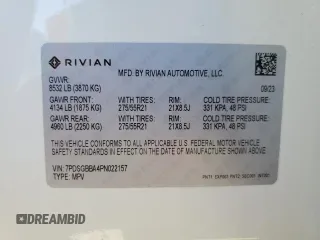 2023 Rivian R1S Adventure with VIN 7PDSGBBA4PN022157, listed as a Copart auction lot 81359984 with 13,522 mi miles and Salvage Title. Bid and sale history available at DreamBid. Image 14.