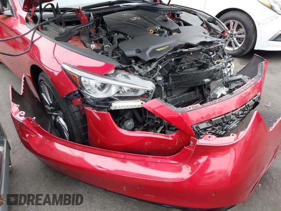 2021 Infiniti Q50 Red Sport 400 with VIN JN1FV7DP7MM850432, listed as a IAAI auction lot 42057935 with 15,936 mi miles and . Bid and sale history available at DreamBid. Image 12.