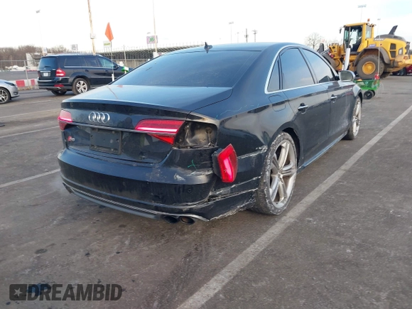 2015 Audi S8 with VIN WAUK2AFD5FN027013, listed as a IAAI auction lot 41456289 with 77,877 mi miles. Bid and sale history available at carsss.com. Image 6.