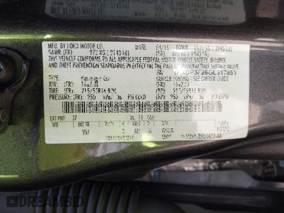 2016 Ford Focus SE с VIN 1FADP3F26GL317853, выставлен на аукционе IAAI как лот 42518094 с пробегом 110 332 миль миль и . История ставок и продаж доступна на DreamBid. Изображение 9.