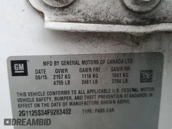 2015 Chevrolet Impala LT с VIN 2G1125S34F9283402, выставлен на аукционе Copart как лот 55654535 с пробегом 170 025 миль миль и На запчасти • Non repairable. История ставок и продаж доступна на DreamBid. Изображение 13.