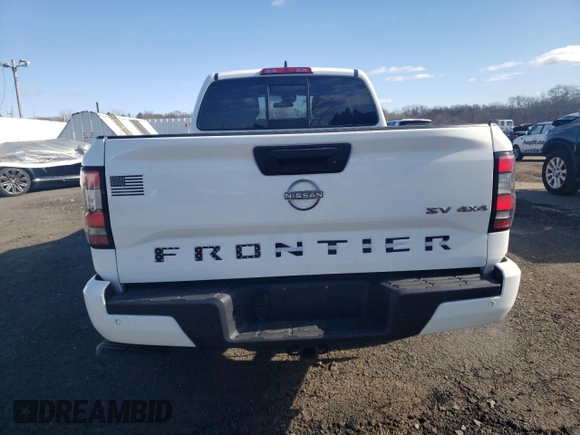 2022 Nissan Frontier SV with VIN 1N6ED1FK7NN673657, listed as a Copart auction lot 42993755 with 26,616 mi miles and Salvage Title. Bid and sale history available at carsss.com. Image 6.