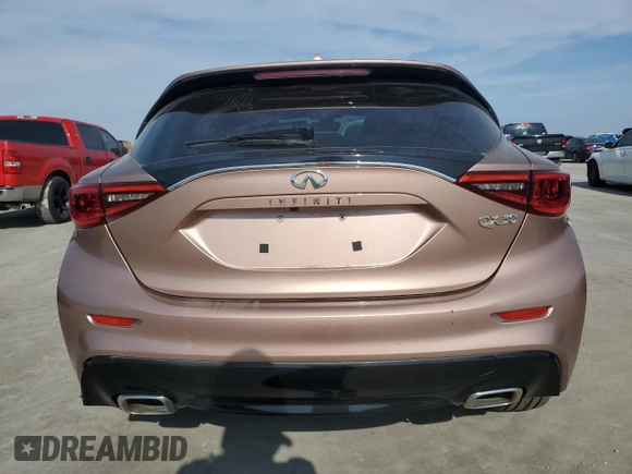 2018 Infiniti QX30 Premium with VIN SJKCH5CP7JA049216, listed as a Copart auction lot 44068845 with Not provided miles and Salvage title. Bid and sale history available at DreamBid. Image 6.