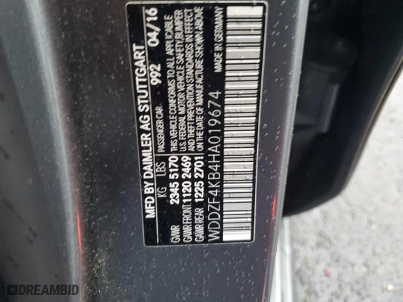 2017 Mercedes-Benz E-Class E 300 Luxury with VIN WDDZF4KB4HA019674, listed as a Copart auction lot 85370854 with 0 mi miles and Salvage Title. Bid and sale history available at carsss.com. Image 13.