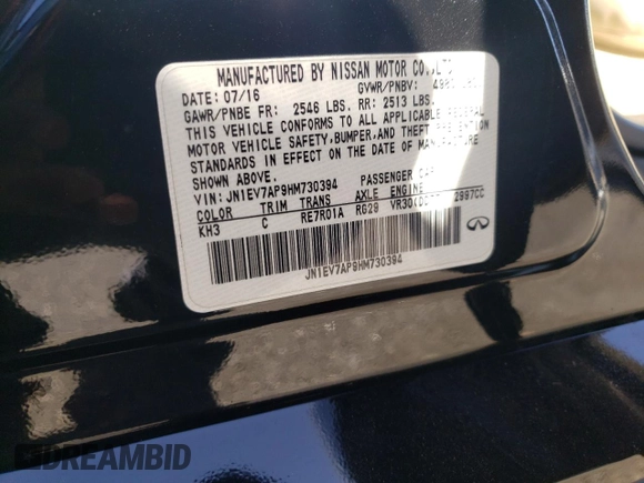 2017 Infiniti Q50 3.0t Premium with VIN JN1EV7AP9HM730394, listed as a Copart auction lot 51626035 with 83,138 mi miles and Salvage Title. Bid and sale history available at carsss.com. Image 12.