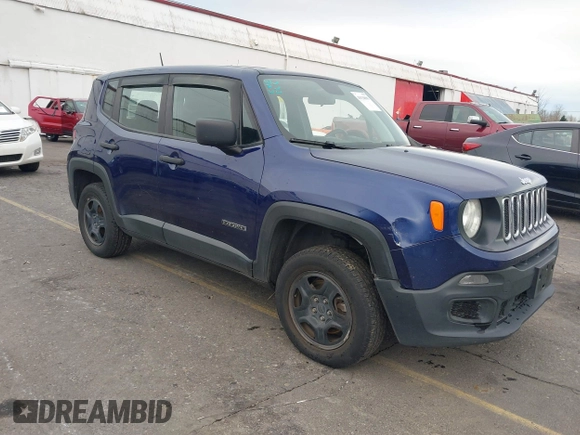2018 Jeep Renegade Sport with VIN ZACCJBAH9JPJ00875, listed as a IAAI auction lot 41134090 with 127,574 mi miles and . Bid and sale history available at DreamBid. Image 1.
