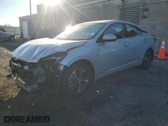 2022 Nissan Sentra SV with VIN 3N1AB8CV7NY268936, listed as a Copart auction lot 84637824 with 29,496 mi miles and Salvage Title. Bid and sale history available at carsss.com. Image 1.