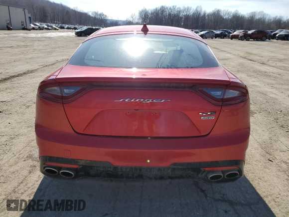 2020 Kia Stinger GT-Line with VIN KNAE15LA1L6075566, listed as a Copart auction lot 45475985 with 46,922 mi miles and Salvage Title. Bid and sale history available at DreamBid. Image 6.