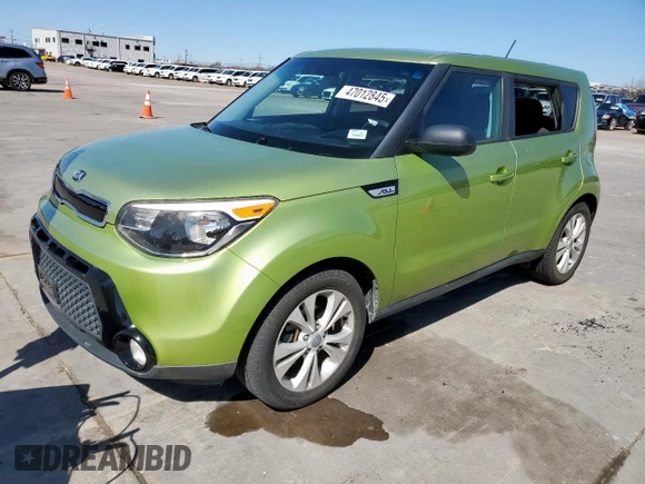 2016 Kia Soul + with VIN KNDJP3A57G7869028, listed as a Copart auction lot 47012845 with 102,006 mi miles and Salvage Title. Bid and sale history available at carsss.com. Image 1.