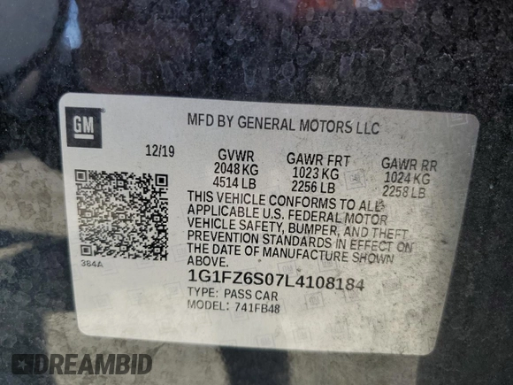 2020 Chevrolet Bolt EV Premier z VIN 1G1FZ6S07L4108184, wystawiony jako Copart lot #55855655 z przebiegiem 115 261 mil mil oraz Szkoda całkowita • Salvage title. Historia ofert i sprzedaży dostępna na DreamBid. Obrazek 12.