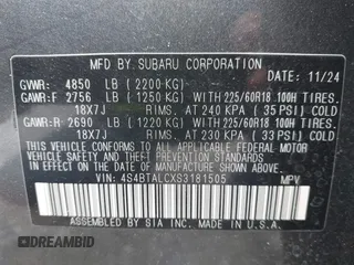 2025 Subaru Outback Onyx z VIN 4S4BTALCXS3181505, wystawiony jako IAAI lot #42365723 z przebiegiem 8 654 mil mil oraz . Historia ofert i sprzedaży dostępna na DreamBid. Obrazek 9.