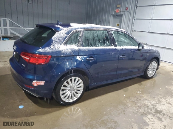 2017 Audi A3 Sportback e-tron Premium Plus with VIN WAUTPBFF3HA092126, listed as a Copart auction lot 86512764 with 122,400 mi miles and Salvage Title. Bid and sale history available at carsss.com. Image 3.