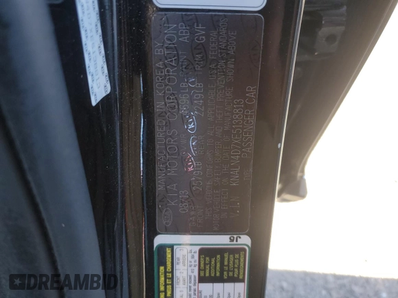 2014 Kia Cadenza Premium with VIN KNALN4D7XE5138813, listed as a Copart auction lot 41406165 with 107,176 mi miles and Salvage Title. Bid and sale history available at carsss.com. Image 13.
