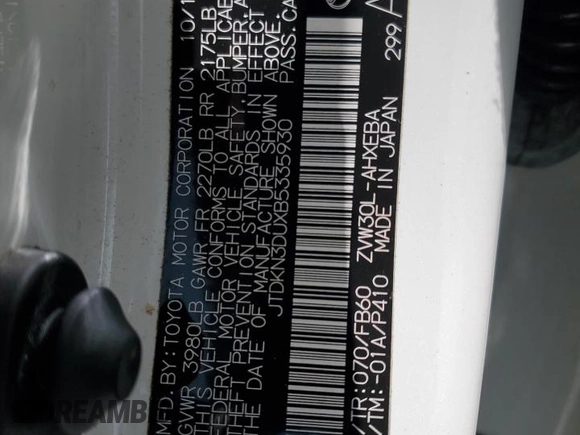 2011 Toyota Prius I z VIN JTDKN3DUXB5335930, wystawiony jako Copart lot #59611595 z przebiegiem 159 570 mil mil oraz Szkoda całkowita • Salvage title. Historia ofert i sprzedaży dostępna na DreamBid. Obrazek 12.