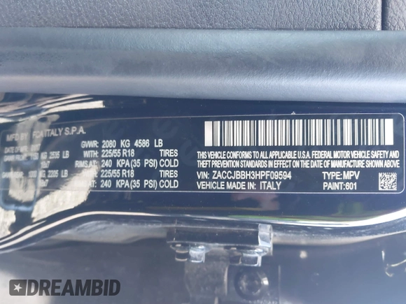 2017 Jeep Renegade Altitude z VIN ZACCJBBH3HPF09594, wystawiony jako IAAI lot #41594122 z przebiegiem 63 309 mil mil oraz . Historia ofert i sprzedaży dostępna na DreamBid. Obrazek 9.