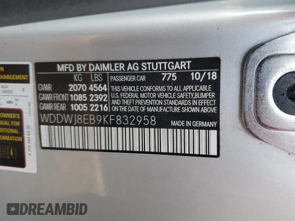 2019 Mercedes-Benz C 300 with VIN WDDWJ8EB9KF832958, listed as a Copart auction lot 74913334 with 55,500 mi miles and Salvage Title. Bid and sale history available at DreamBid. Image 12.