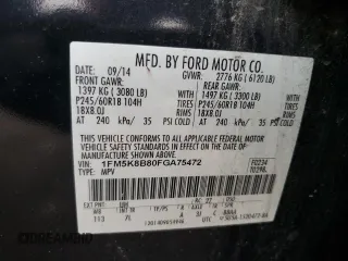2015 Ford Explorer z VIN 1FM5K8B80FGA75472, wystawiony jako Copart lot #60900685 z przebiegiem 232 029 mil mil oraz Czysty tytuł • Clean title. Historia ofert i sprzedaży dostępna na DreamBid. Obrazek 13.