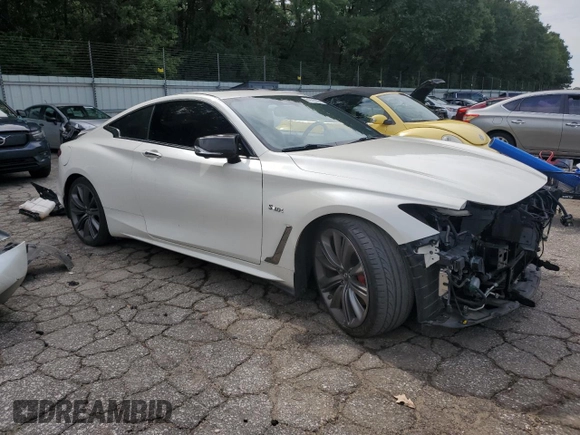 2020 Infiniti Q60 Red Sport 400 with VIN JN1FV7EK0LM400347, listed as a Copart auction lot 61872055 with 68,676 mi miles and Salvage title. Bid and sale history available at DreamBid. Image 4.