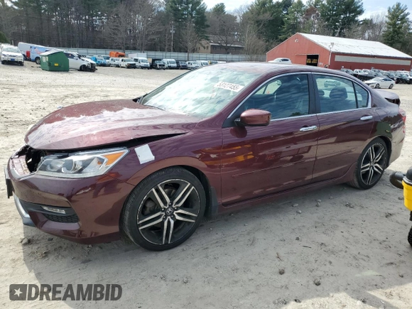 2017 Honda Accord Sedan Sport with VIN 1HGCR2F58HA000045, listed as a Copart auction lot 53127455 with 109,976 mi miles and Salvage Title. Bid and sale history available at carsss.com. Image 1.