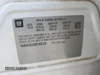 2016 Buick LaCrosse with VIN 1G4GA5G33GF163124, listed as a Copart auction lot 57841645 with 60,682 mi miles and Salvage title. Bid and sale history available at DreamBid. Image 12.