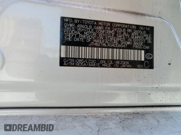 2016 Lexus GS 350 with VIN JTHBZ1BLXGA006547, listed as a Copart auction lot 56251935 with 137,173 mi miles and Salvage title. Bid and sale history available at DreamBid. Image 13.