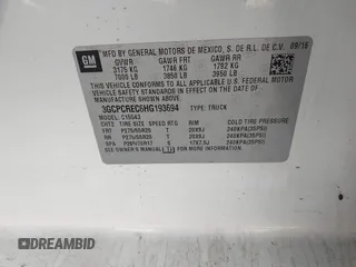 2017 Chevrolet Silverado 1500 LT with VIN 3GCPCREC6HG193694, listed as a IAAI auction lot 41787642 with 1 mi miles. Bid and sale history available at carsss.com. Image 9.