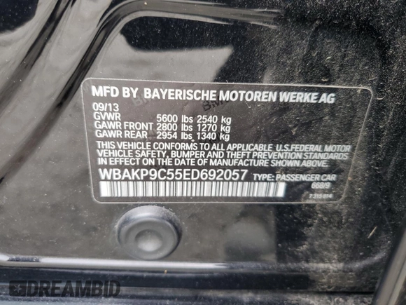 2014 BMW 5 Series 550i xDrive с VIN WBAKP9C55ED692057, выставлен на аукционе Copart как лот 59210515 с пробегом 94 355 миль миль и Списание • Salvage title. История ставок и продаж доступна на DreamBid. Изображение 12.
